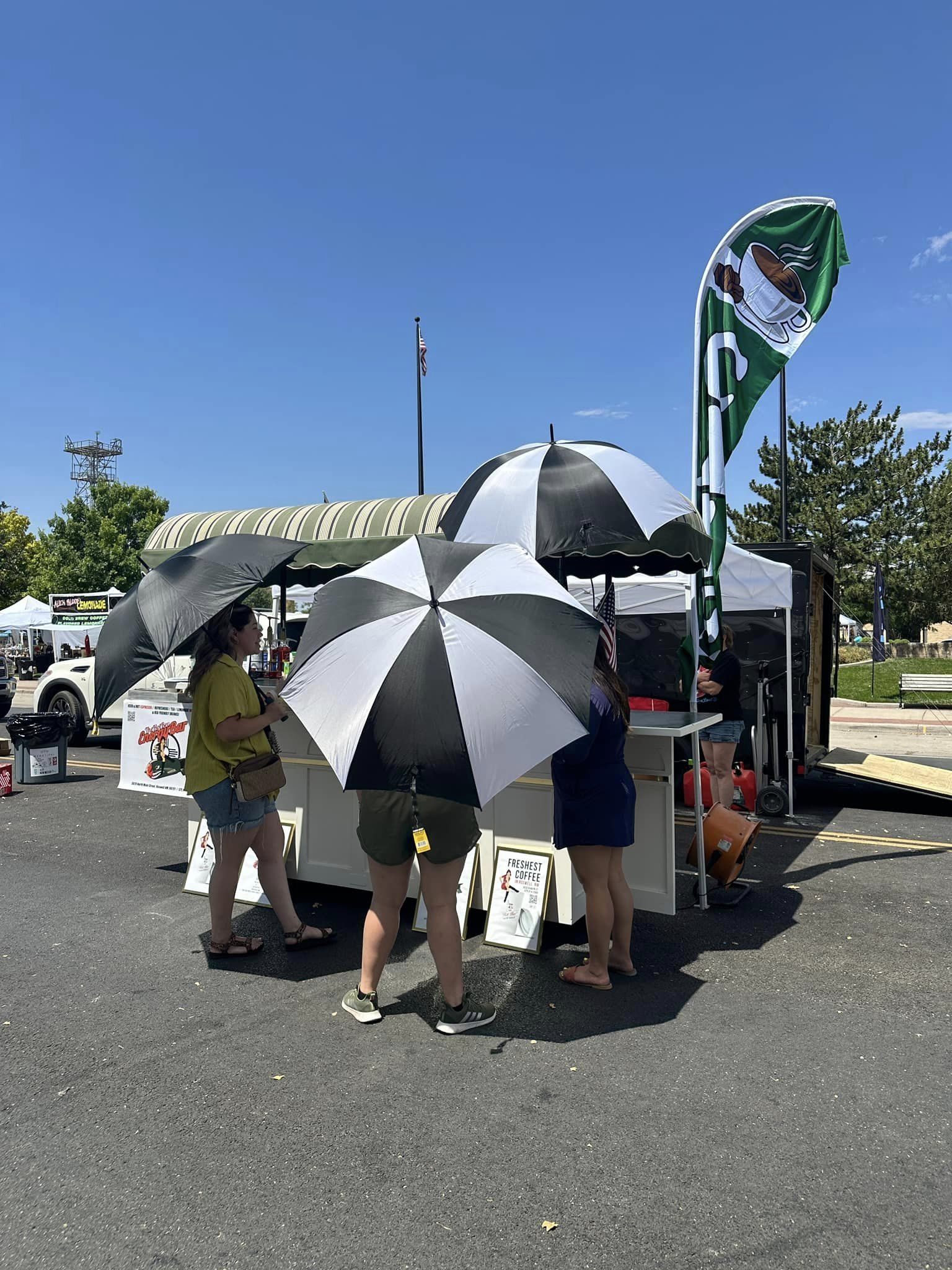 The Hot Bev cart serving customers at an outdoor festival in Roswell, New Mexico