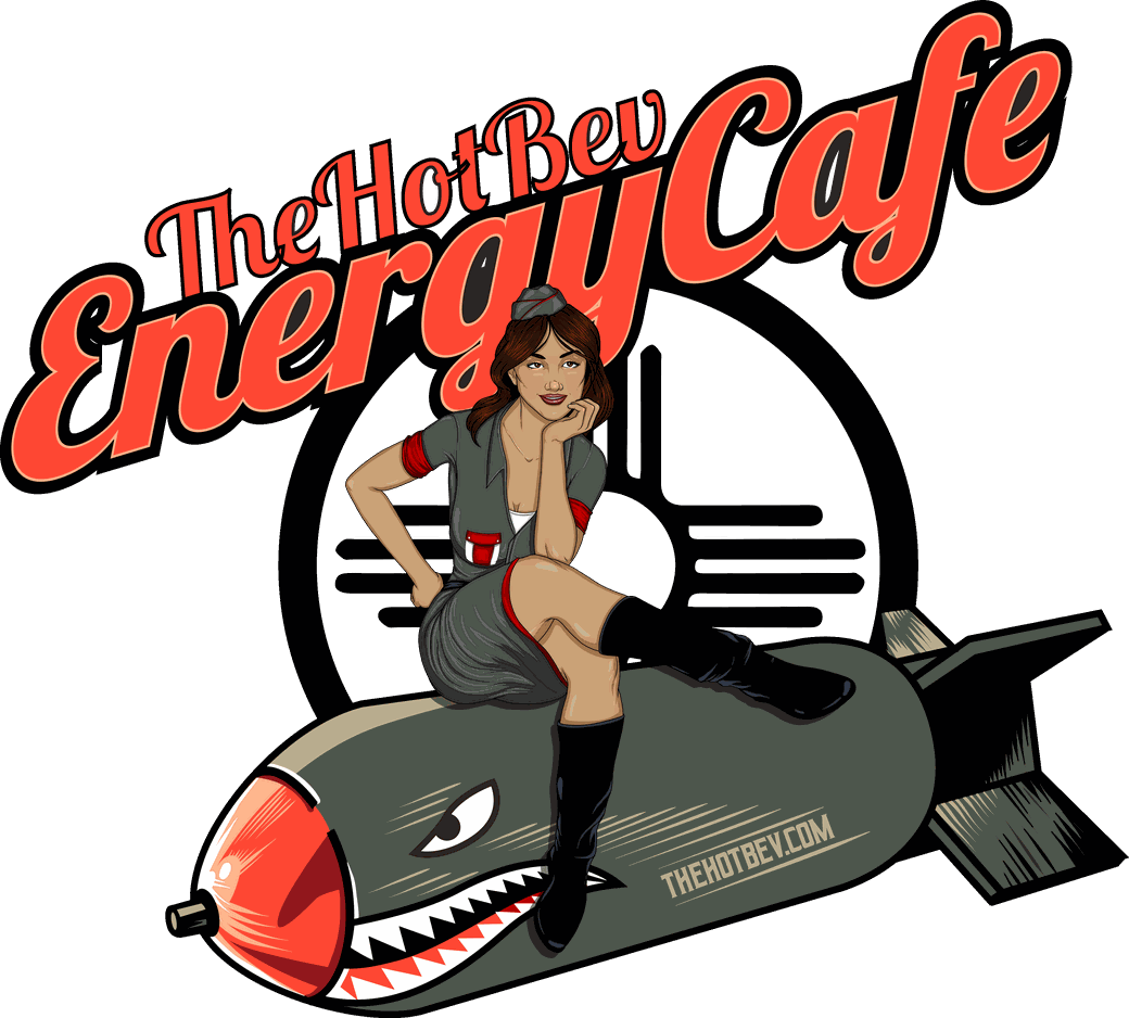 The Hot Bev Energy Cafe — Roswell NM coffee shop pin-up mascot